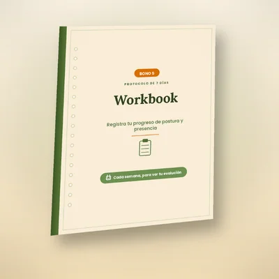Workbook impreso abierto con un bolígrafo